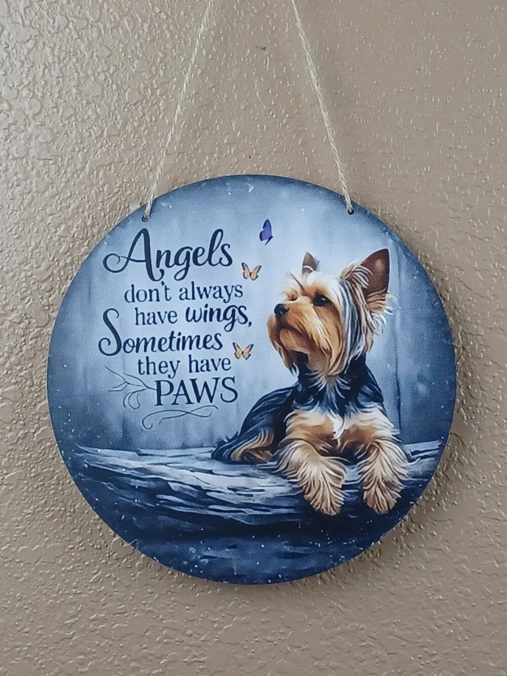 Yorkshire Terrier Angel Memorial Wood Plaque Angels Don't Always Have Wings Sign